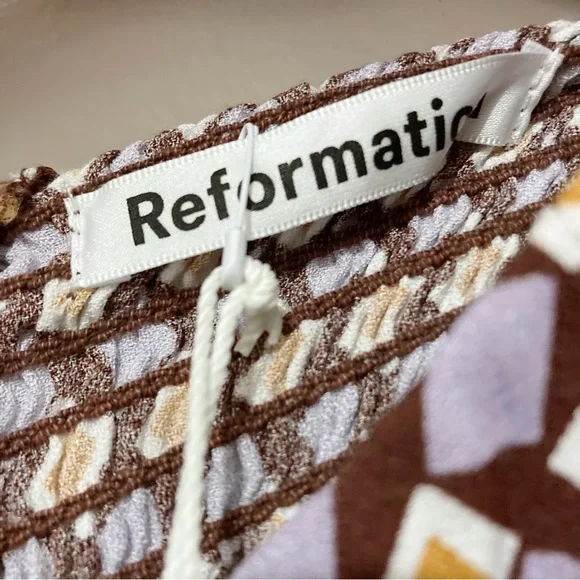 Reformation Hilda Midi Long Sleeve Dress Plaza Print Size 8 NWT - Picture 6 of 16